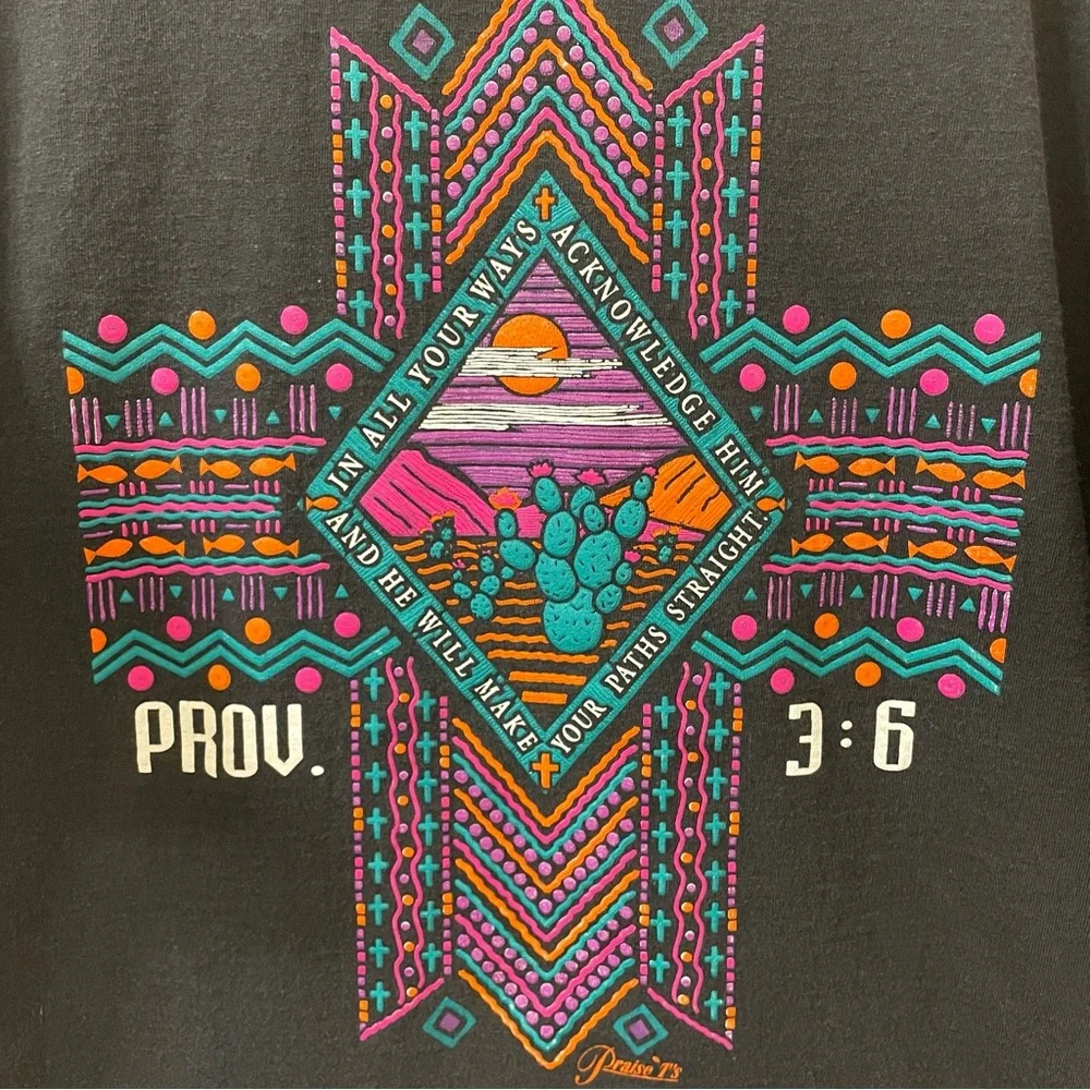 Christian cross shirt proverbs 3:6 black vintage large - Picture 2 of 6